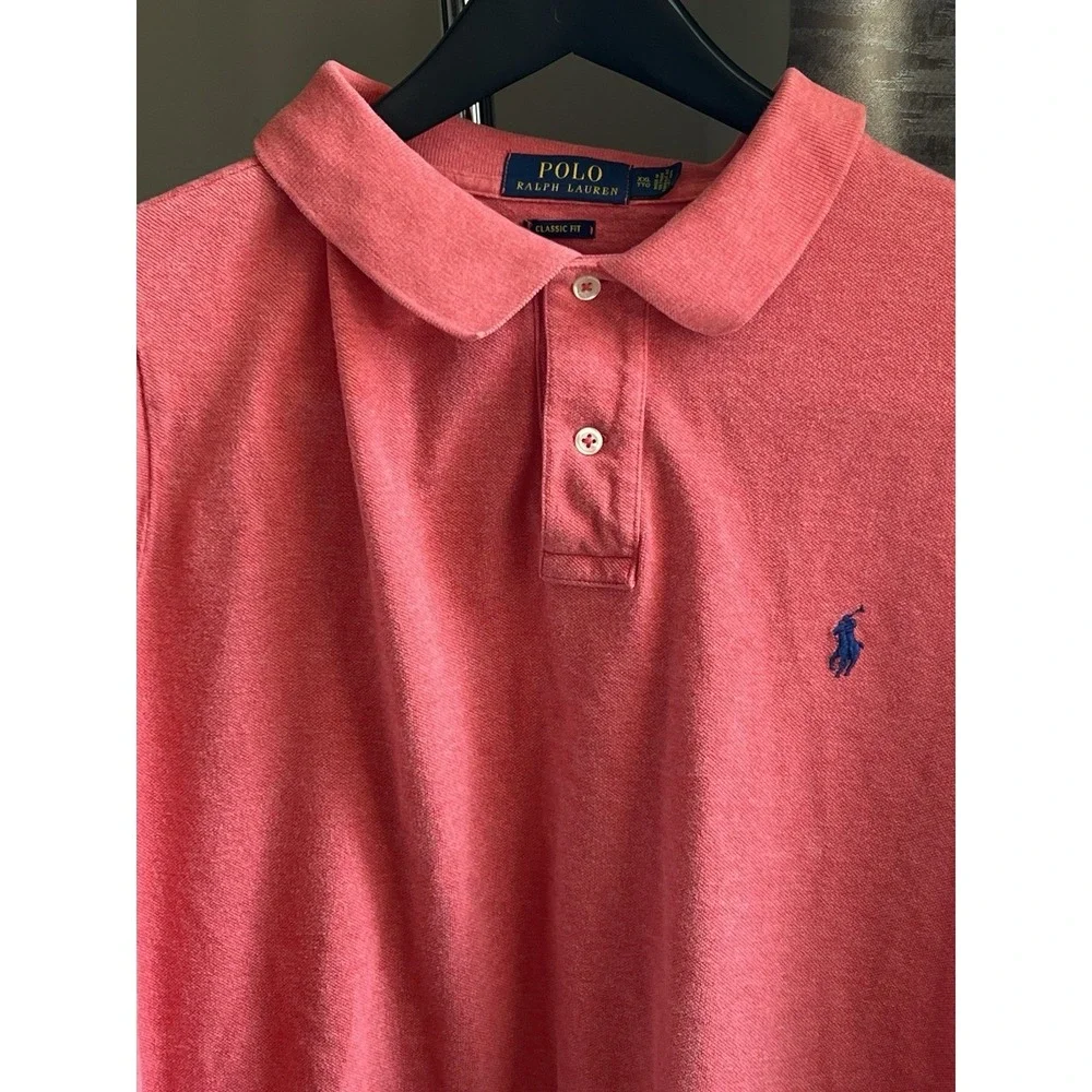 Polo Ralph Lauren XXL Classic Fit Pink with Blue Polo Player Embroidery Cotton